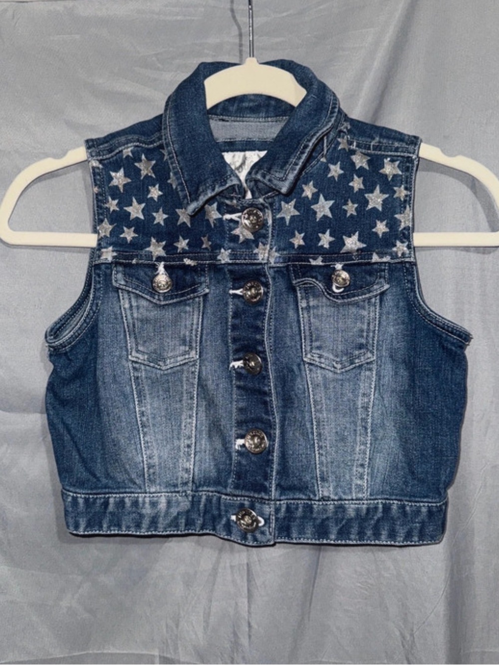 Justice Denim Star Print Vest - Blue